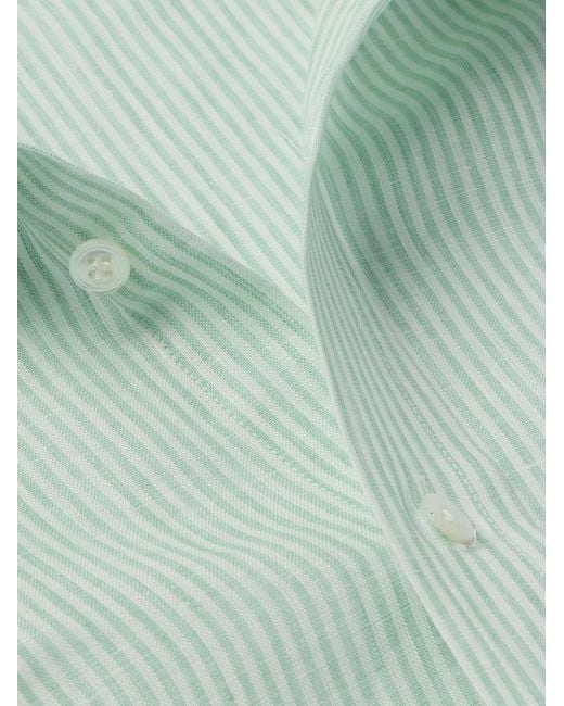 Thom Sweeney Blue Cutaway-collar Striped Linen Shirt for men