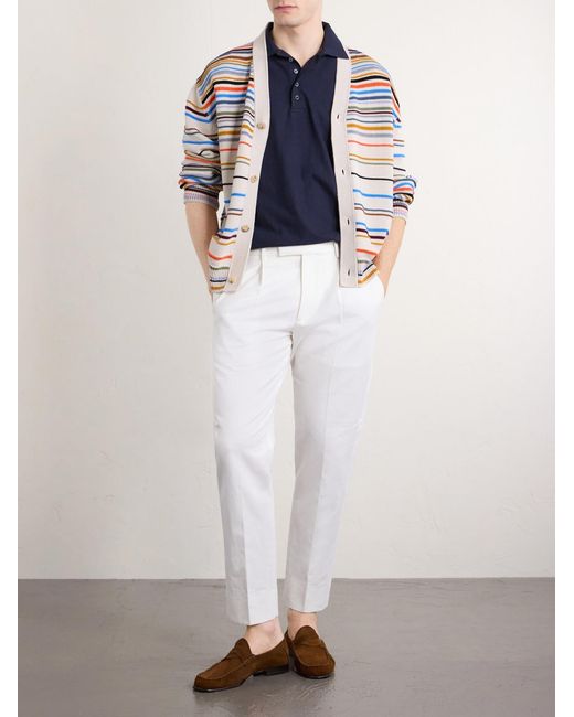 Paul Smith Blue Striped Cotton-Jersey Polo Shirt for men