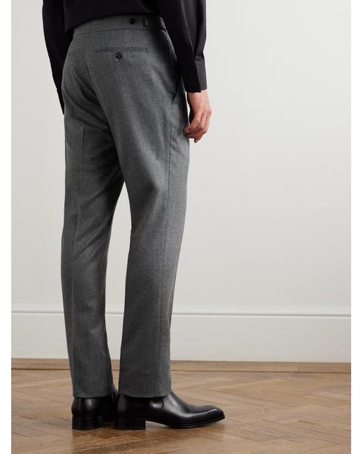 Tom Ford Gray Dyllan Straight-Leg Wool-Flannel Suit Trousers for men