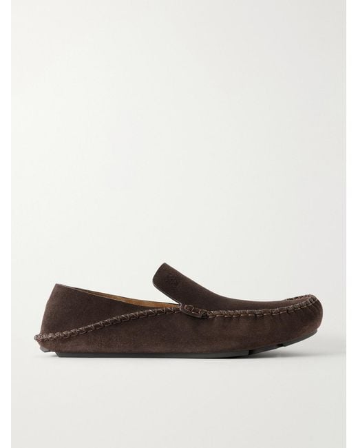 Loewe White Rambla Suede Driving Loafers for men