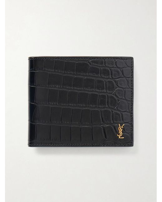 Saint Laurent Black Croc-effect Leather Wallet for men