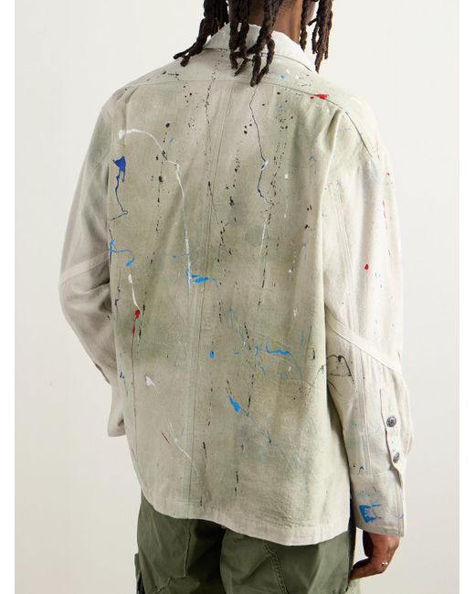 Greg Lauren Hemdjacke aus Baumwoll-Canvas mit Schalkragen und Farbspritzern in White für Herren