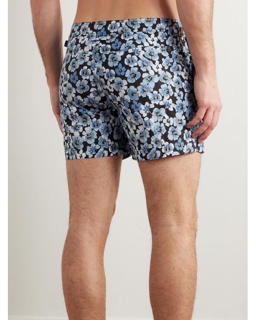 Tom Ford Schmal geschnittene kurze Badeshorts mit Blumenprint in Blue für Herren