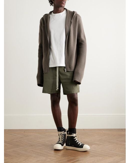Rick Owens Green Straight-Leg Cotton-Blend Poplin Drawstring Shorts for men