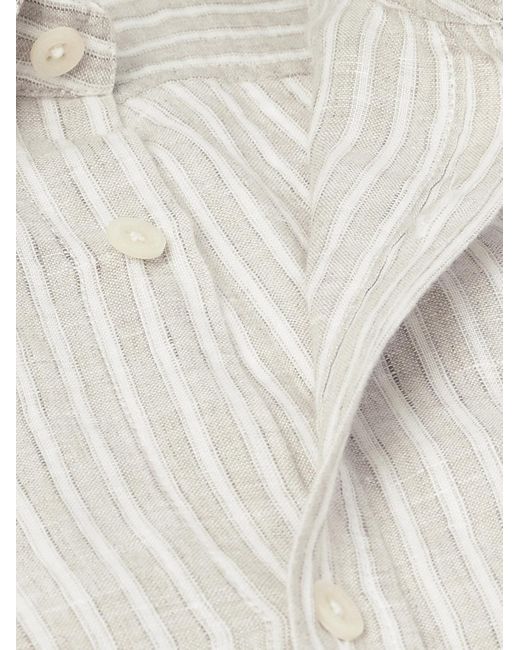 Frescobol Carioca White Telles Striped Linen Shirt for men