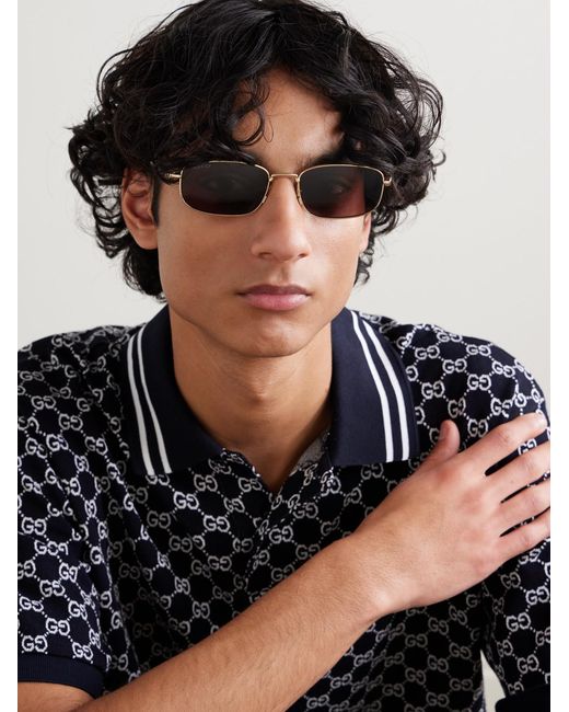 Gucci Metallic Bamboo Rectangular-Frame-Tone Sunglasses for men