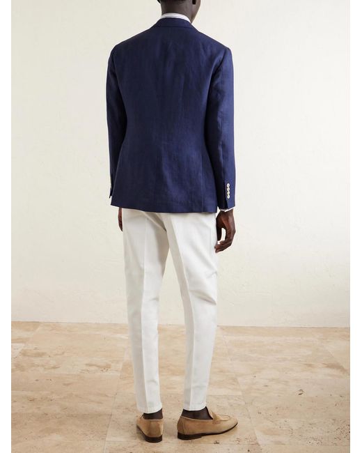Brunello Cucinelli Blue Linen Suit Jacket for men
