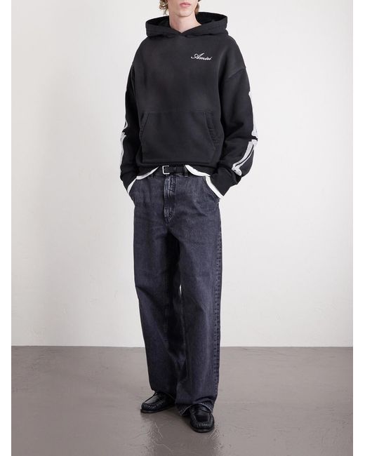 Amiri Blue Bones Logo-embroidered Cotton-jersey Hoodie for men
