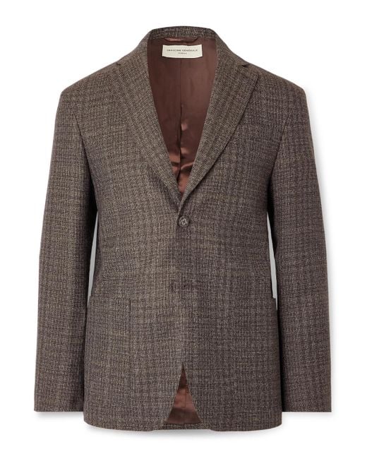 Officine Generale Brown Michel Checked Virgin Wool Suit Jacket for men