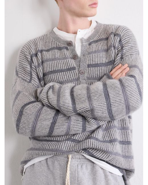 The Elder Statesman Gray Nimbus Striped Cashmere Sweater for men