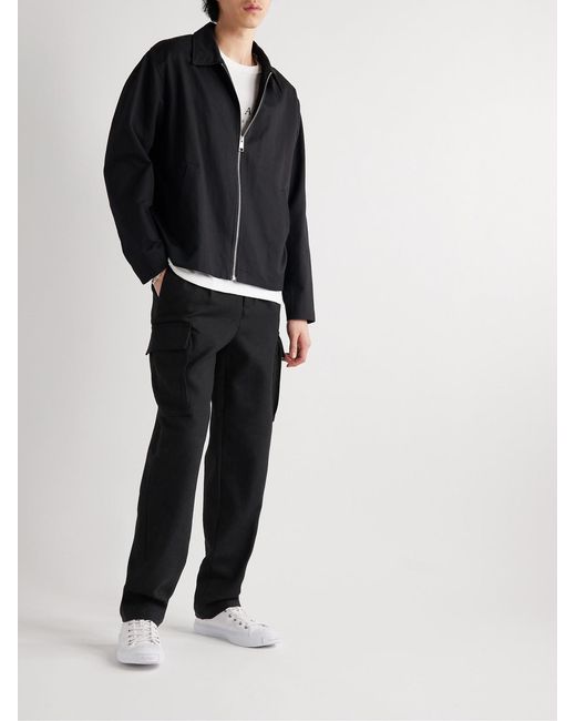 FRAME Black Wide-Leg Virgin Wool Cargo Trousers for men