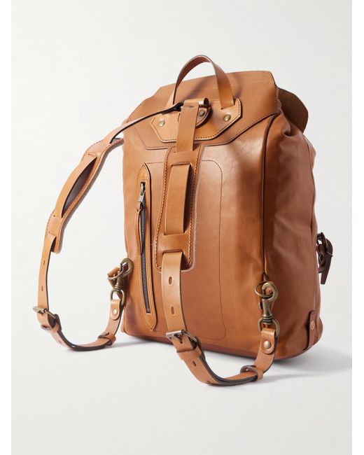 Bleu De Chauffe Brown Zibeline Leather Backpack for men