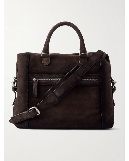 Officine Creative Black Jules 003 Airbrushed Suede Briefcase for men