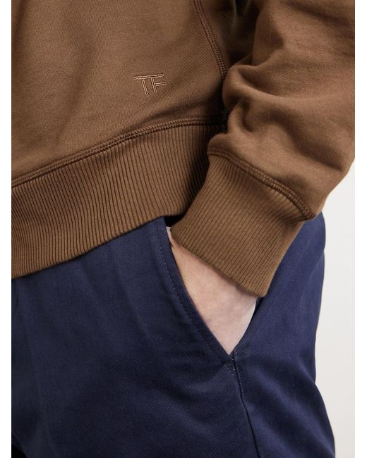 Tom Ford Brown Logo-embroidered Cotton-jersey Sweatshirt for men