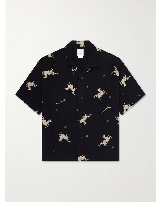 Visvim Blue Crosby Camp-Collar Printed Woven Shirt for men