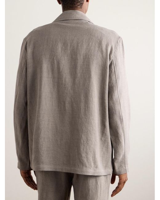De Bonne Facture Gray Traveler Linen And Wool-blend Jacket for men