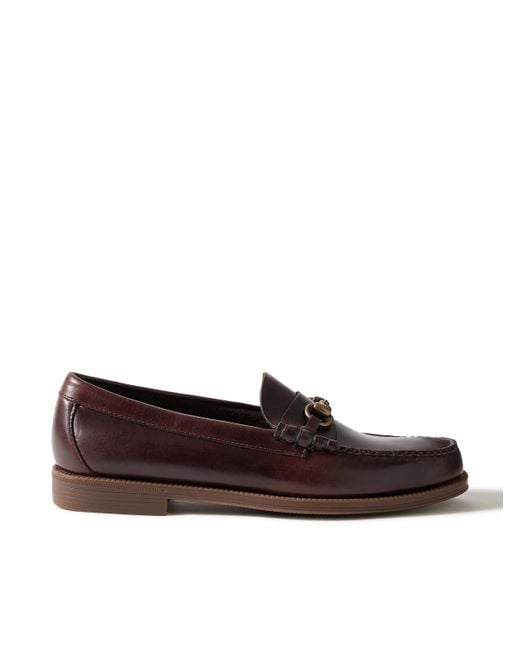 G.H.BASS Brown Weejuns Lincoln Embellished Leather Loafers for men