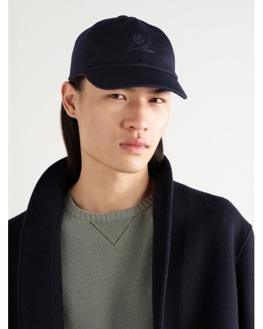 Loro Piana Blue Logo-Embroidered Storm System Baby Cashmere Baseball Cap for men