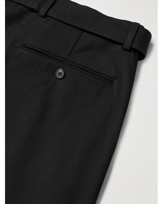 Dries Van Noten Pyman gerade geschnittene Hose aus Webstoff mit Falten und Gürtel in Black für Herren