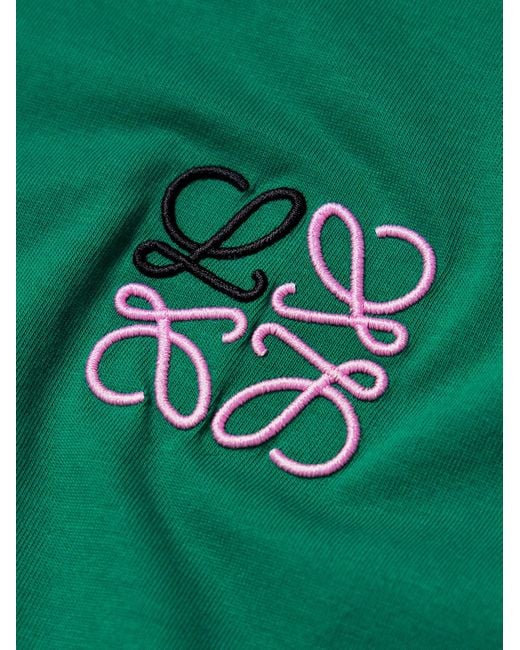 Loewe T-Shirt aus Baumwoll-Jersey mit Logostickerei in Green für Herren