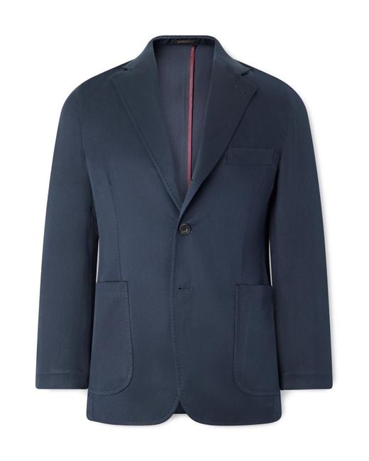 Rubinacci Blue Silk-Twill Blazer for men