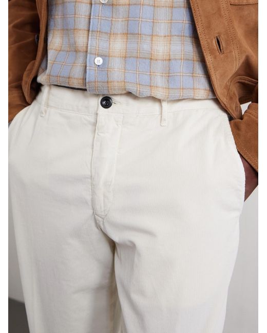 Slowear White Straight-leg Cotton-corduroy Trousers for men