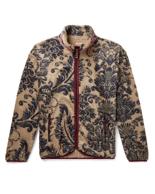 Kapital Brown Jacquard-trimmed Printed Fleece Jacket for men