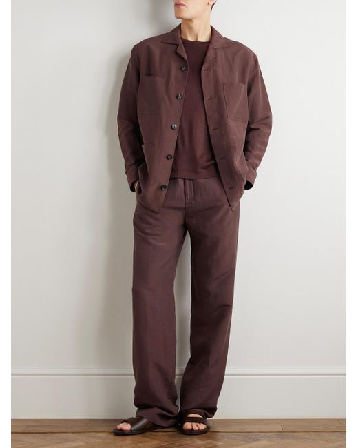 Loro Piana Purple Maryln Straight-Leg Linen And Silk-Blend Trousers for men