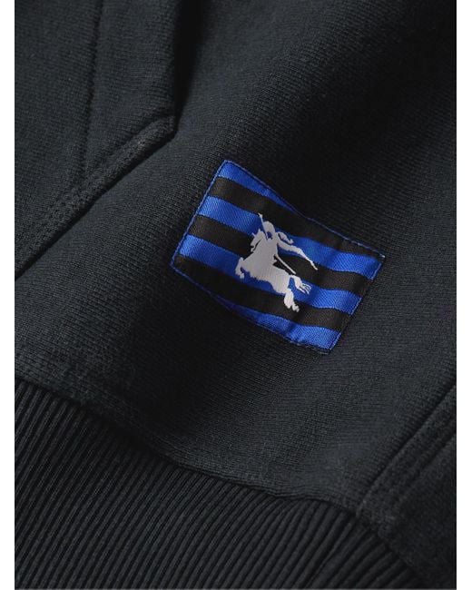 Burberry Black Logo-appliquéd Cotton-jersey Hoodie for men