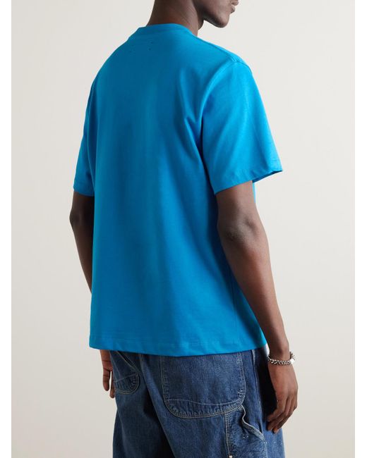 T-shirt in jersey di cotone con logo di Amiri in Blue da Uomo