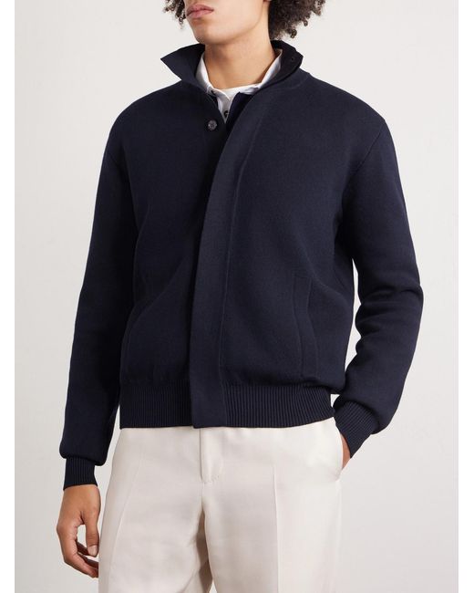Dunhill Blue Cotton And Cashmere-blend Jacket for men