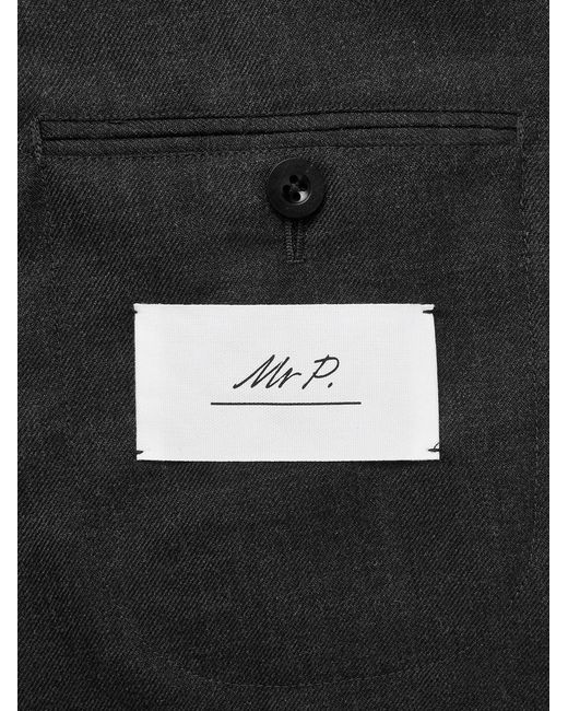 Mr P. Black Unstructured Worsted Wool Suit Jacket for men