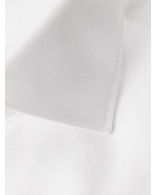 Canali White Slim-fit Cutaway-collar Cotton-twill Shirt for men