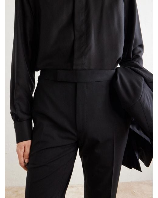 Tom Ford Blue Shelton Straight-Leg Stretch-Wool Trousers for men