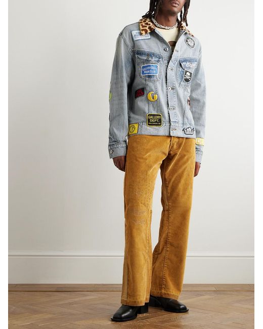 GALLERY DEPT. Blue Headline Logo-Appliquéd Printed Denim Jacket for men
