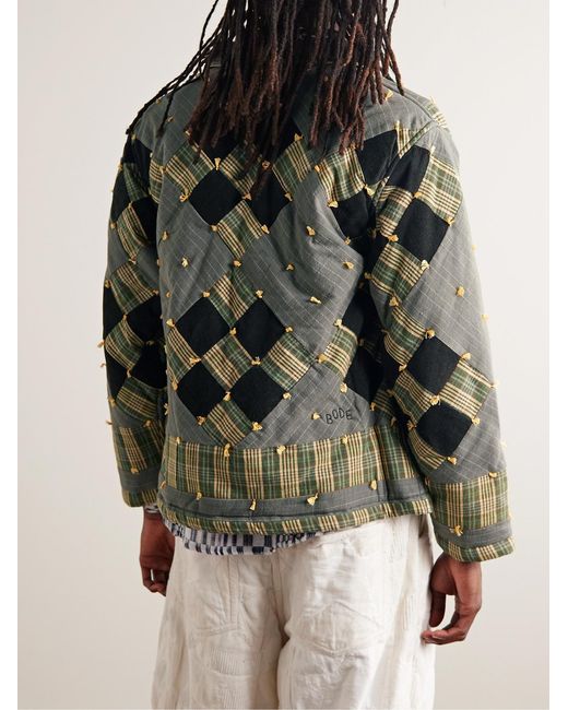 Bode Green Patchwork Corduroy-Trimmed Cotton Jacket for men