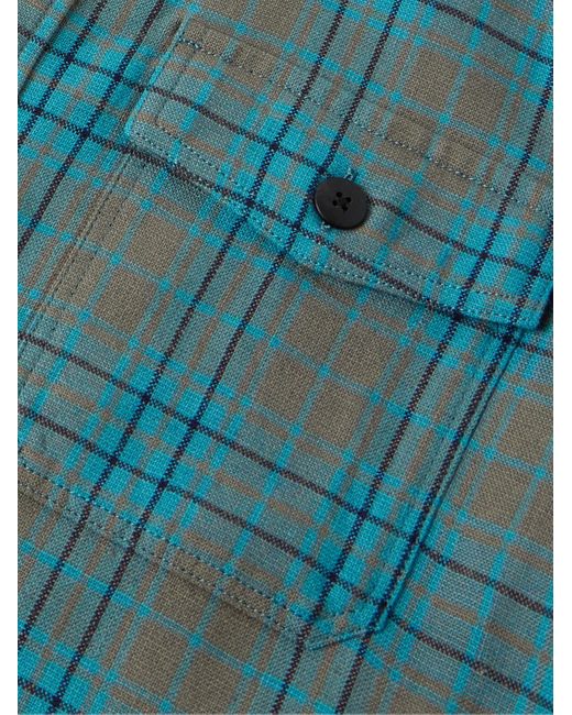 Checked Wool And Linen-Blend Shirt di Visvim in Blue da Uomo