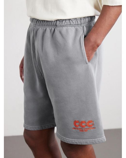 Willy Chavarria Gray Ccc Buffalo Straight-Leg Logo-Embroidered Cotton-Jersey Shorts for men