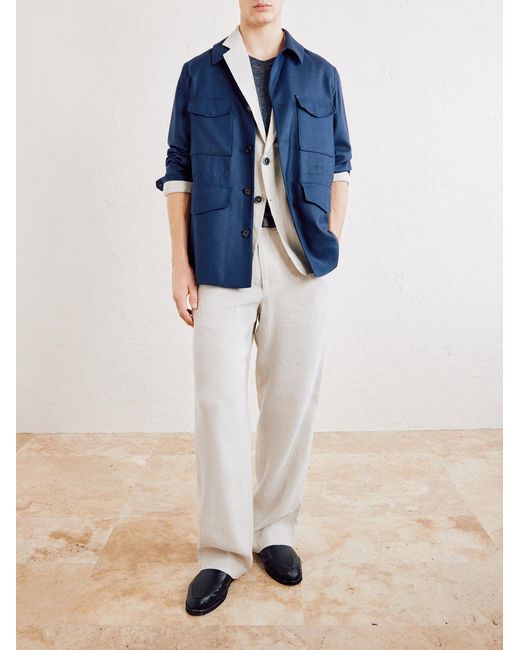 Barena White Herringbone Suit Jacket for men