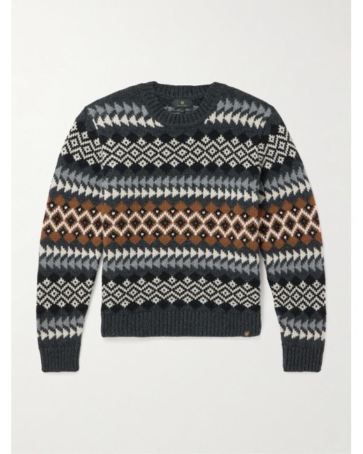Belstaff Black Thistle Fair Isle Wool Sweater for men