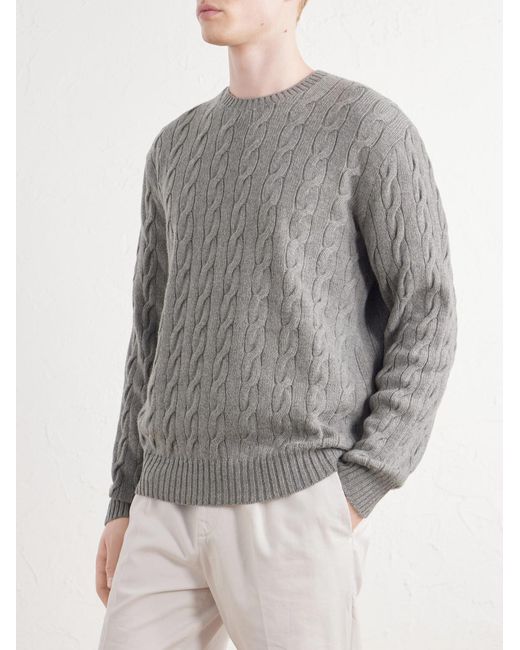 Ralph Lauren Gray Cashmere Cable-knit Sweater for men