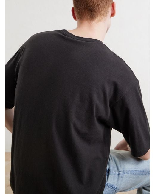 Auralee Black Organic Cotton-Jersey T-Shirt for men