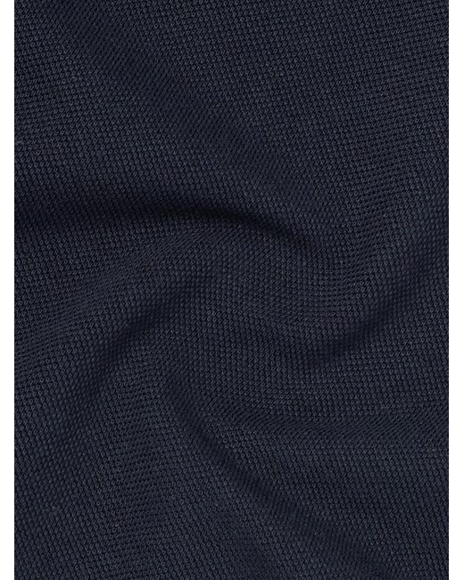 Zegna Pullover aus Baumwoll-Piqué mit Lederbesatz und Polokragen in Blue für Herren
