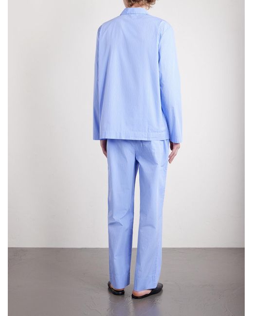 Tekla Blue Striped Organic Cotton-poplin Pyjamas for men