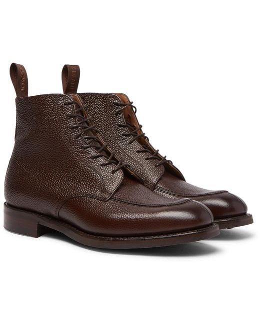 Cheaney Brown Richmond Pebble-grain Leather Boots for men