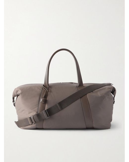 Loro Piana Brown Leather-trimmed Shell Weekend Bag for men