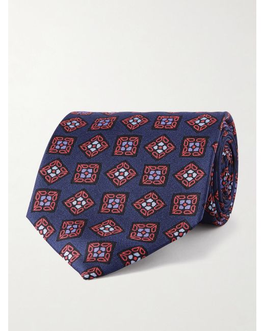 Charvet Blue 8.5cm Printed Silk-twill Tie for men
