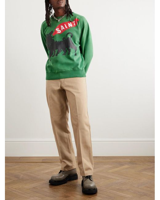SAINT Mxxxxxx Natural Straight-Leg Pleated Cotton-Canvas Trousers for men
