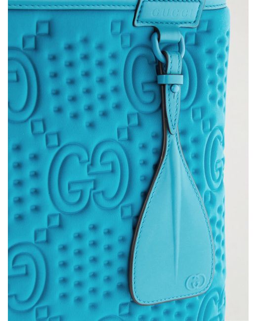 Gucci Blue Diver Leather-trimmed Logo-embossed Shell Pouch for men