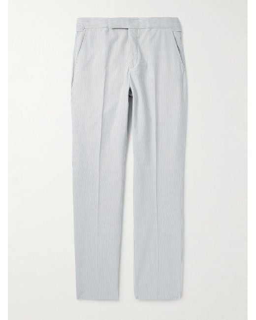 Polo Ralph Lauren White Tapered Striped Cotton-seersucker Trousers for men